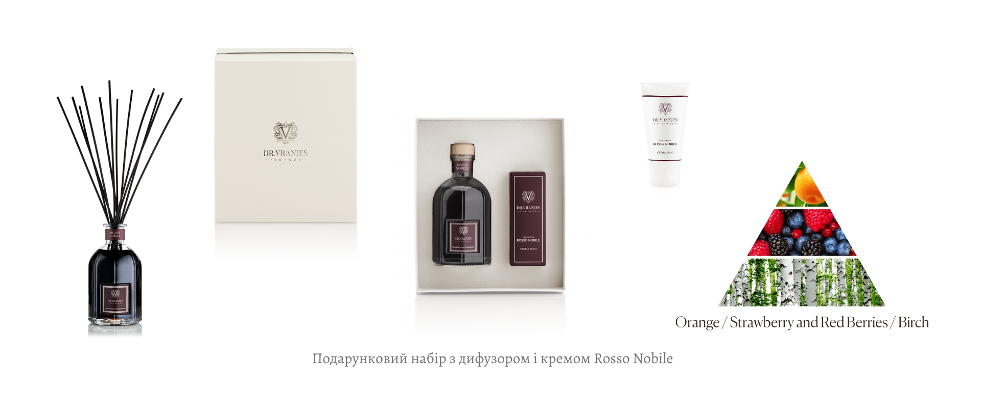 Подарунковий набір з дифузором і кремом Rosso Nobile